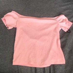 Off the shoulder light pink crop top